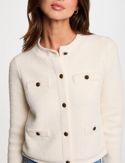 Gilet manches longues ivoire femme