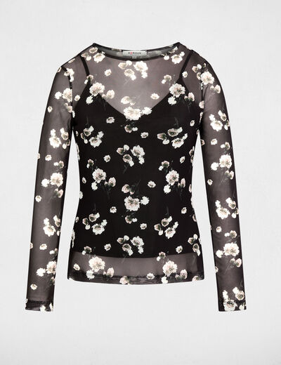 Mesh T-shirt met lange mouwen meerkleurig vrouw