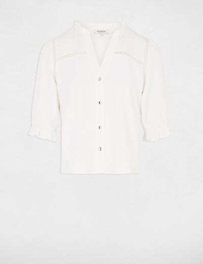 Blouse met 3/4 mouwen ivoor vrouw