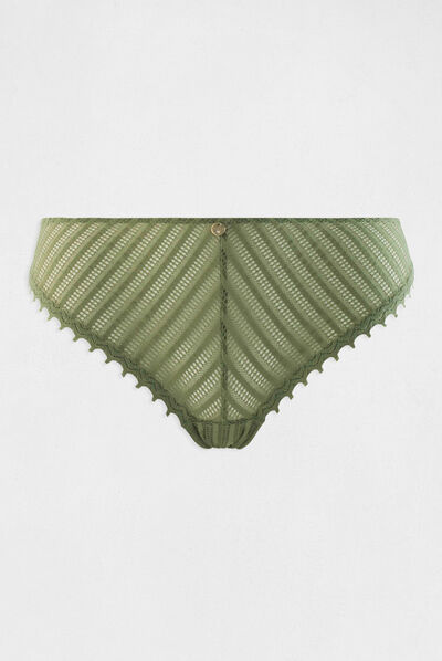 Slip en dentelle vert kaki femme