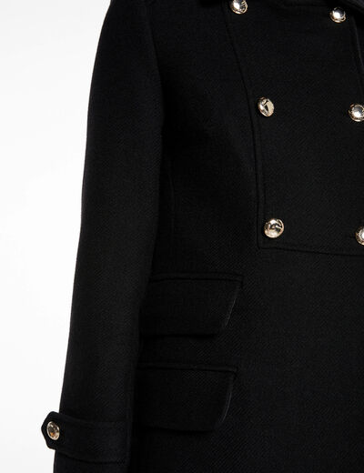 Manteau long avec boutons noir femme