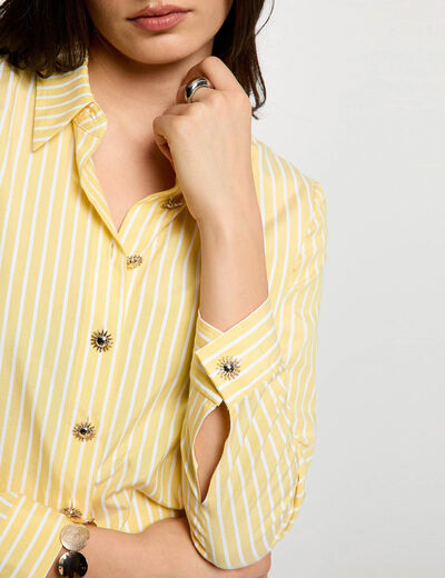 Chemise cropped rayures jaune clair femme