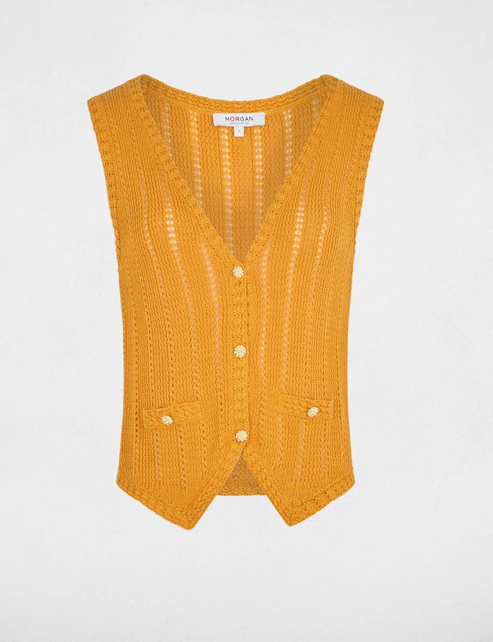 Gilet ajust&eacute; sans manches orange fonc&eacute; femme