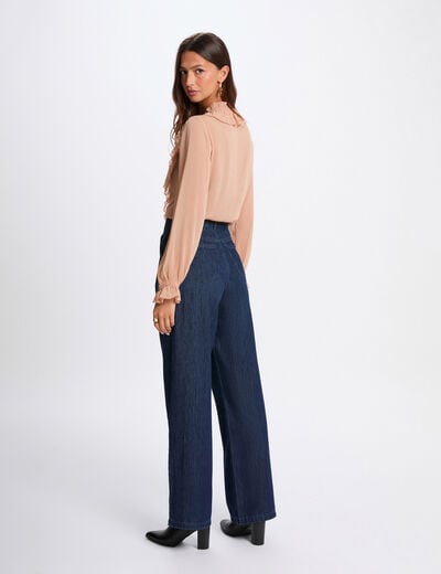 Vloeiende blouse met V-hals zalmroze vrouw