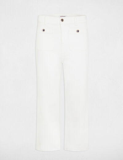 Pantalon jambe large 7/8ème ivoire femme