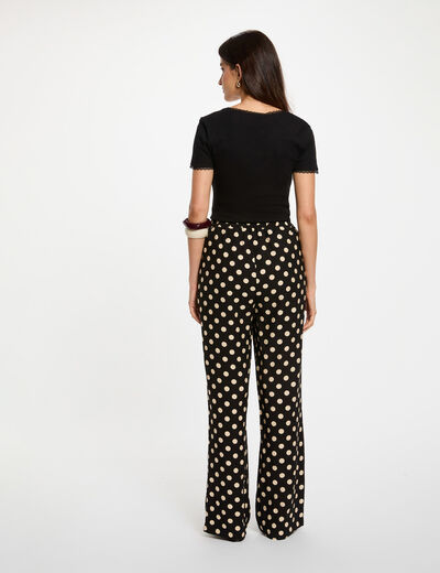 Hoge taille rechte broek zwart vrouw