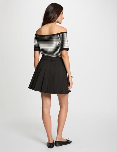 Gestreept Bardot T-shirt helder wit vrouw