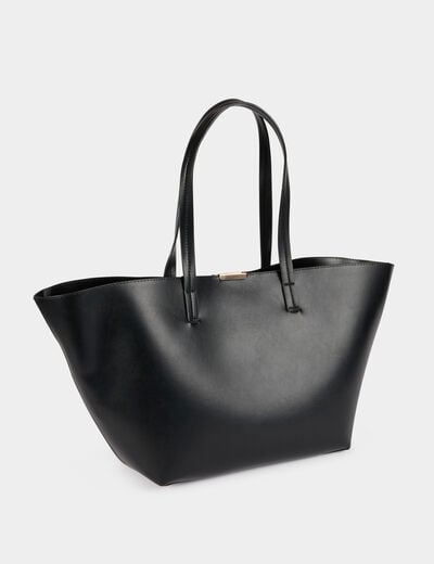 Sac cabas trap&egrave;ze noir femme