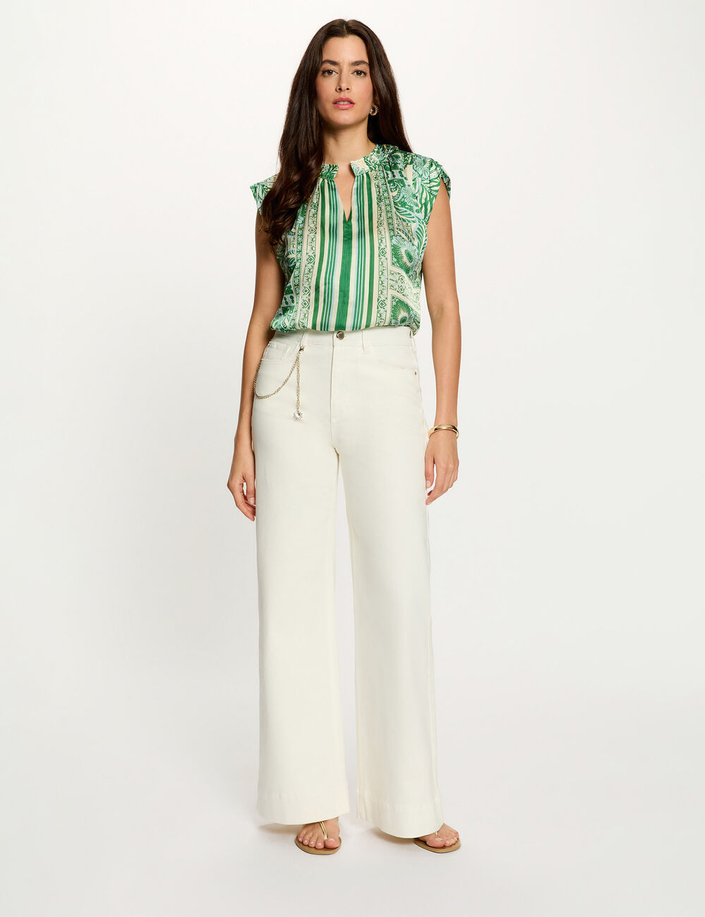 Mouwloze blouse met V-hals meerkleurig vrouw