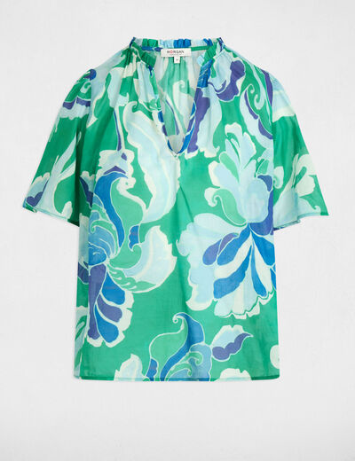 Blouse met korte mouwen meerkleurig vrouw