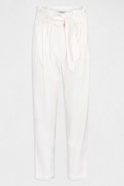 7/8 vlotte rechte broek ecru vrouw