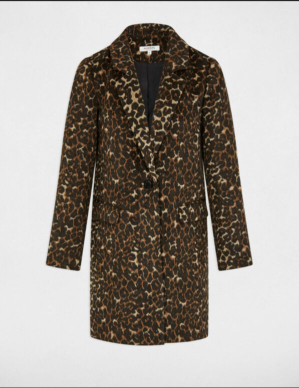 lange jas met luipaardprint meerkleurig vrouw Lange jas met luipaardprint meerkleurig vrouw
