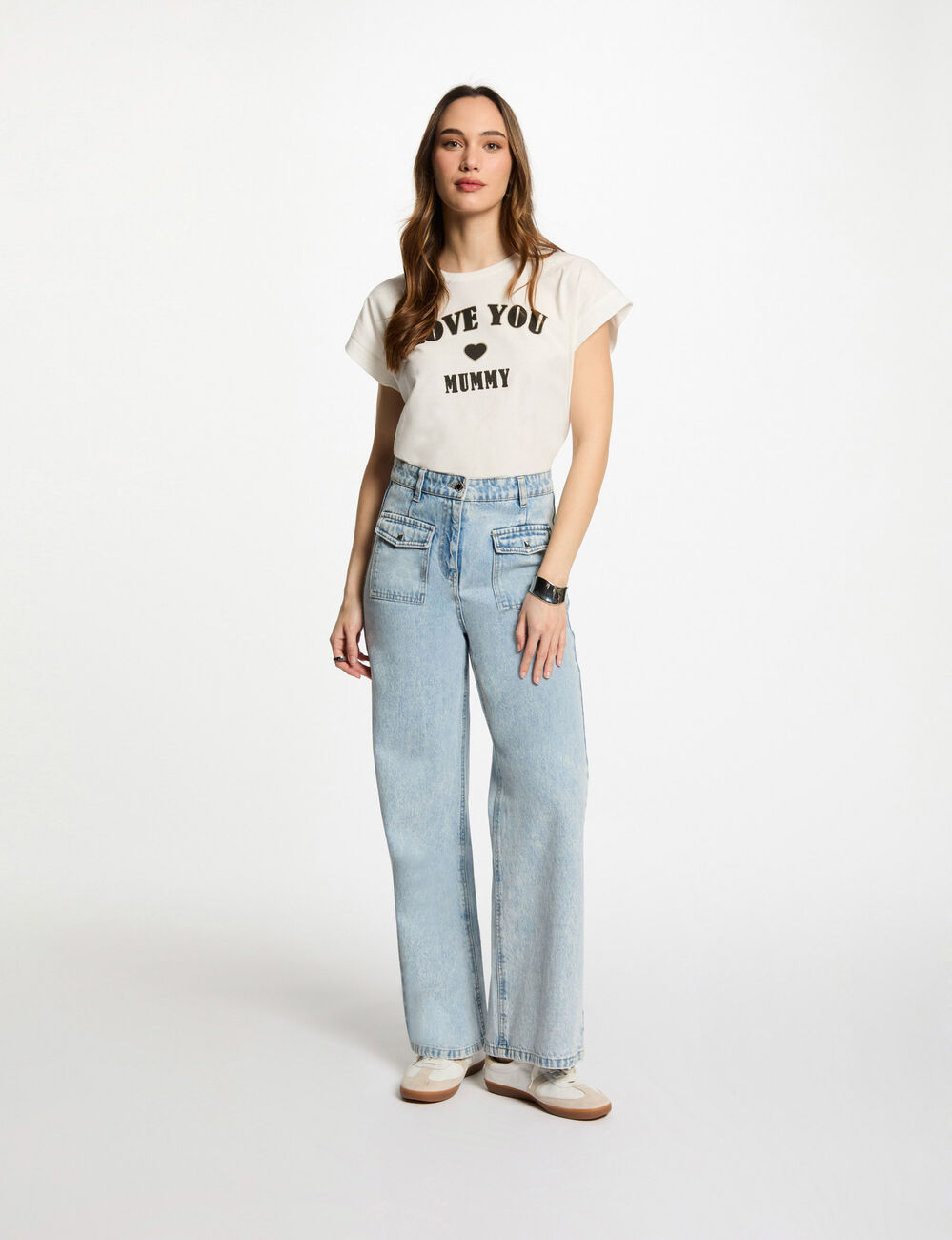 T-shirt met opschrift helder wit vrouw