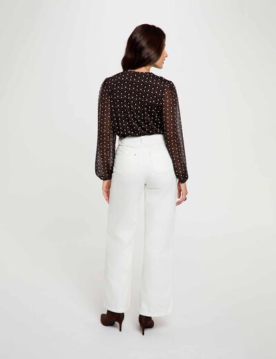 Blouse van voile met lavalli&egrave;rekraag meerkleurig vrouw