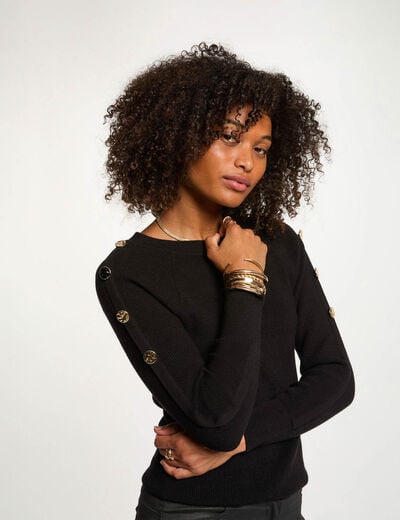 Pull col bateau noir femme