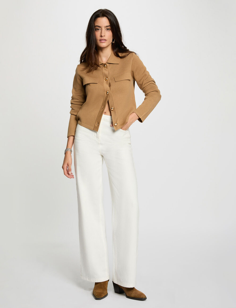 Vest met lange mouwen camel vrouw