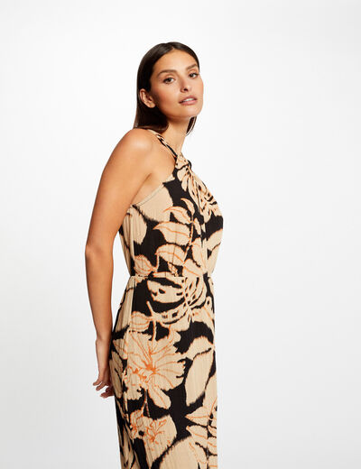 Lange rechte jurk met plantenprint meerkleurig vrouw