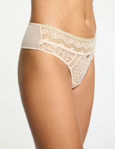 Shorty dentelle beige femme