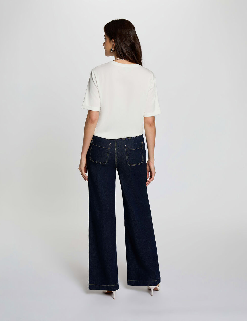 Recht T-shirt met korte mouwen helder wit vrouw