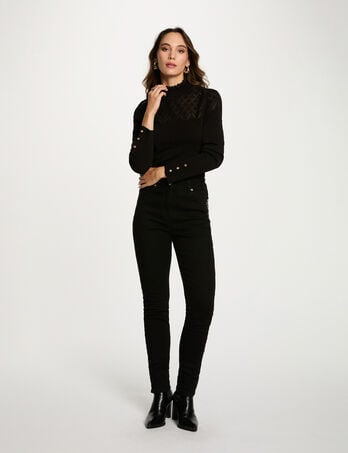 Jean slim clouté noir femme