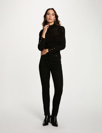 Jean slim clouté noir femme
