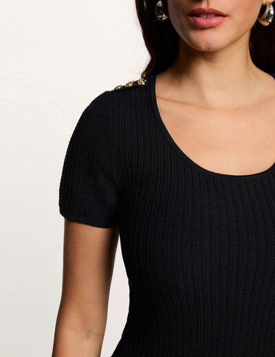 Robe tricot col u bleu marine femme