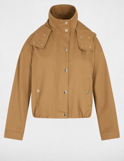 Kort jack met opstaande kraag camel vrouw