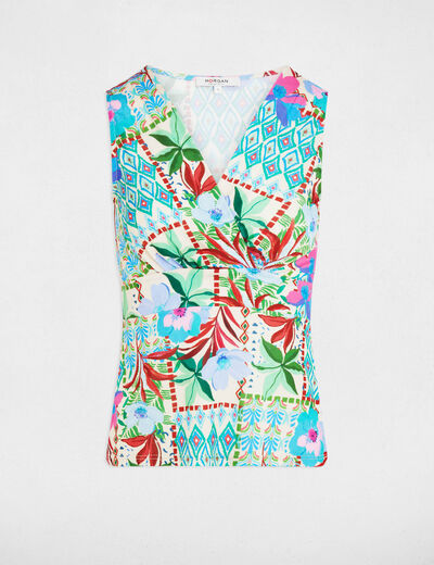 T-shirt ajust&eacute; sans manches multicolore femme