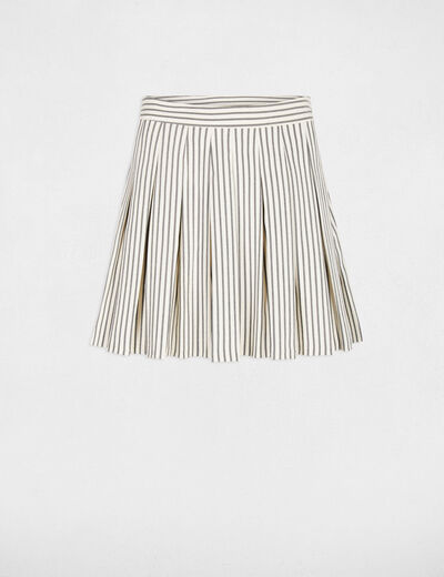 Jupe courte pliss&eacute;e ivoire femme
