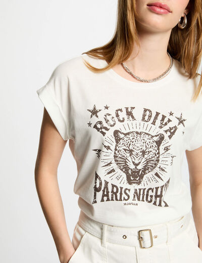 T-shirt à inscription blanc femme