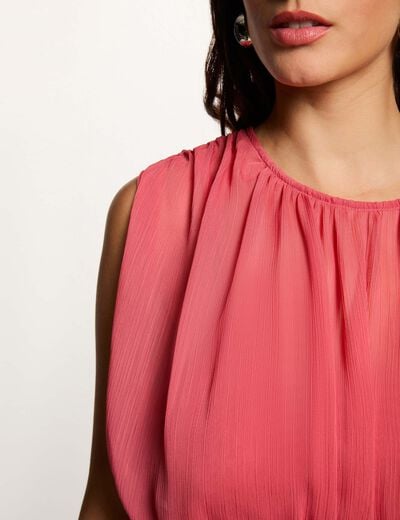 Robe longue drap&eacute;e vieux rose femme