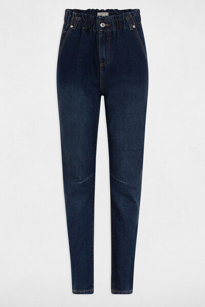 Slim jeans elastische taille raw jeans vrouw