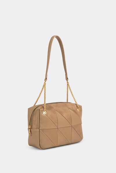 Sac rectangulaire porté-épaule beige femme