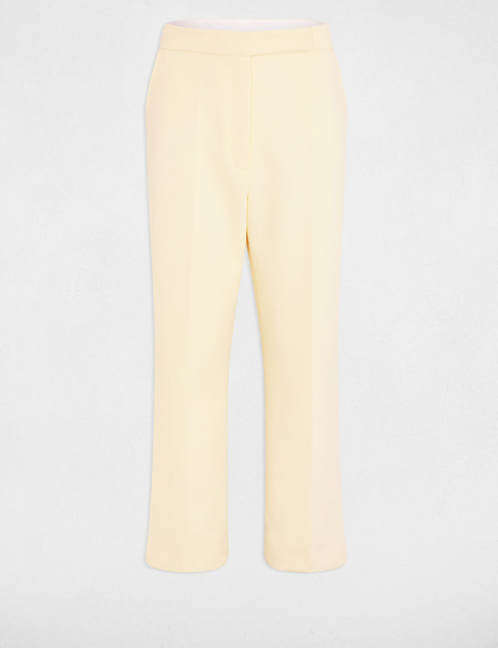 Pantalon droit taille haute jaune pastel femme