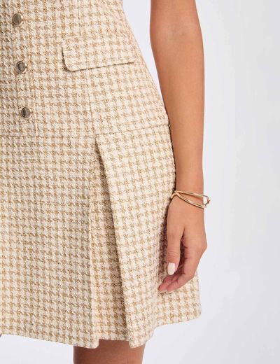 Uitlopende tweed jurk meerkleurig vrouw