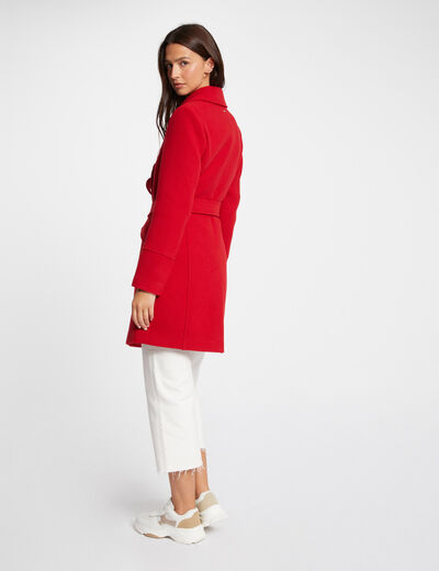 Jas met lange riem rood vrouw