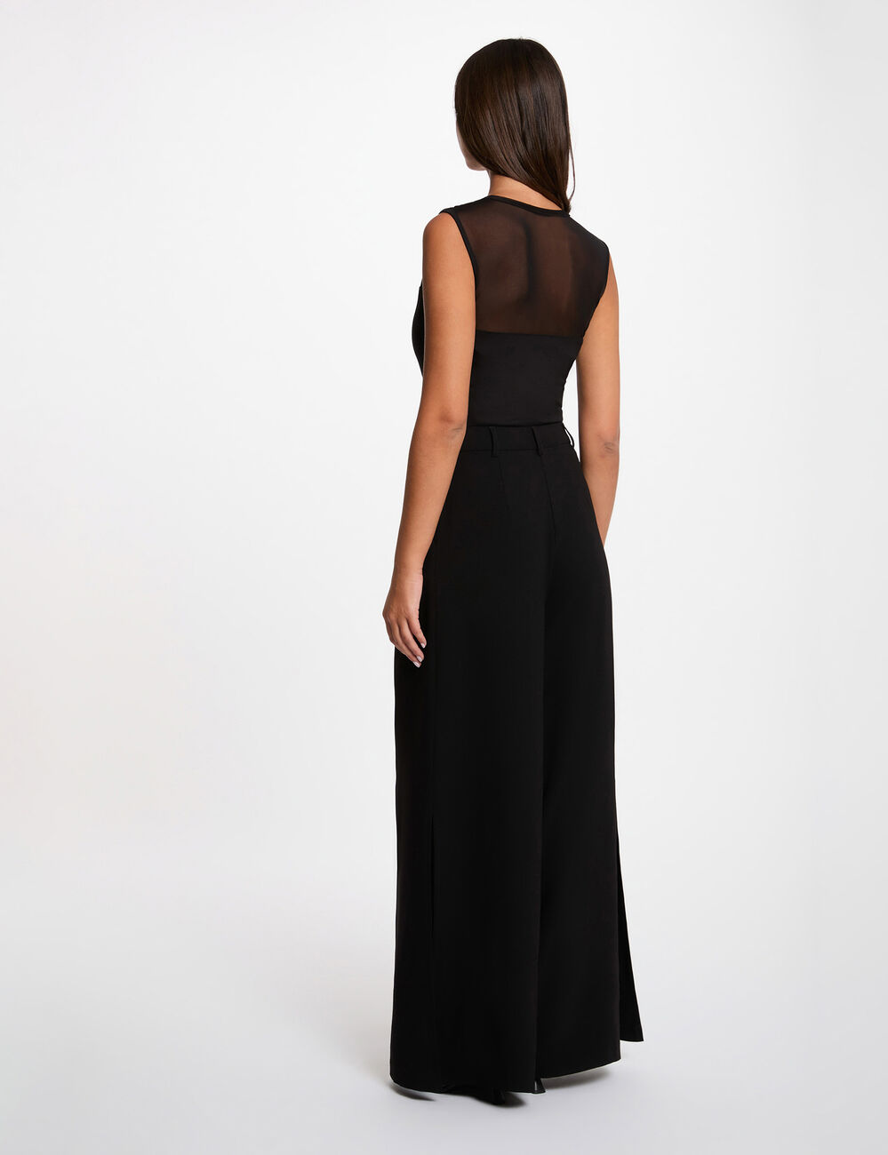 Mouwloze top met ronde hals zwart vrouw