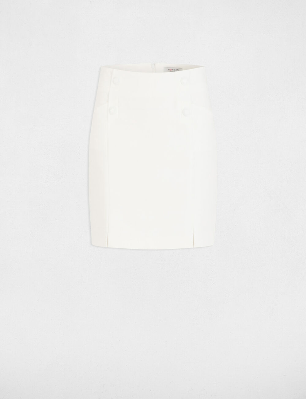 Jupe courte à boutons ivoire femme