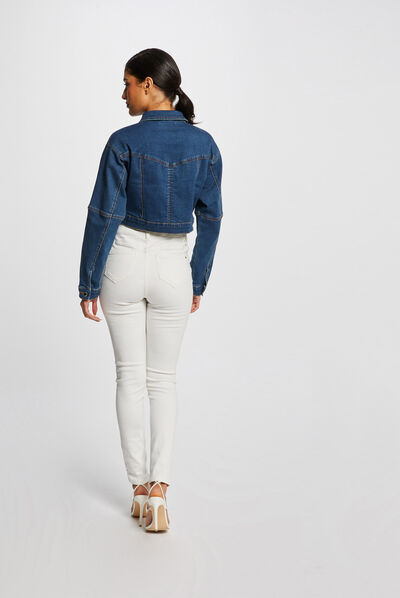 Veste droite boutonnée en jean jean stone femme