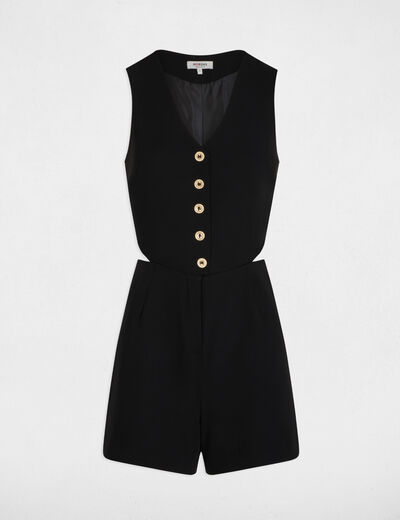 Korte mouwloze jumpsuit zwart vrouw