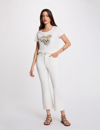 Jean slim crop blanc femme