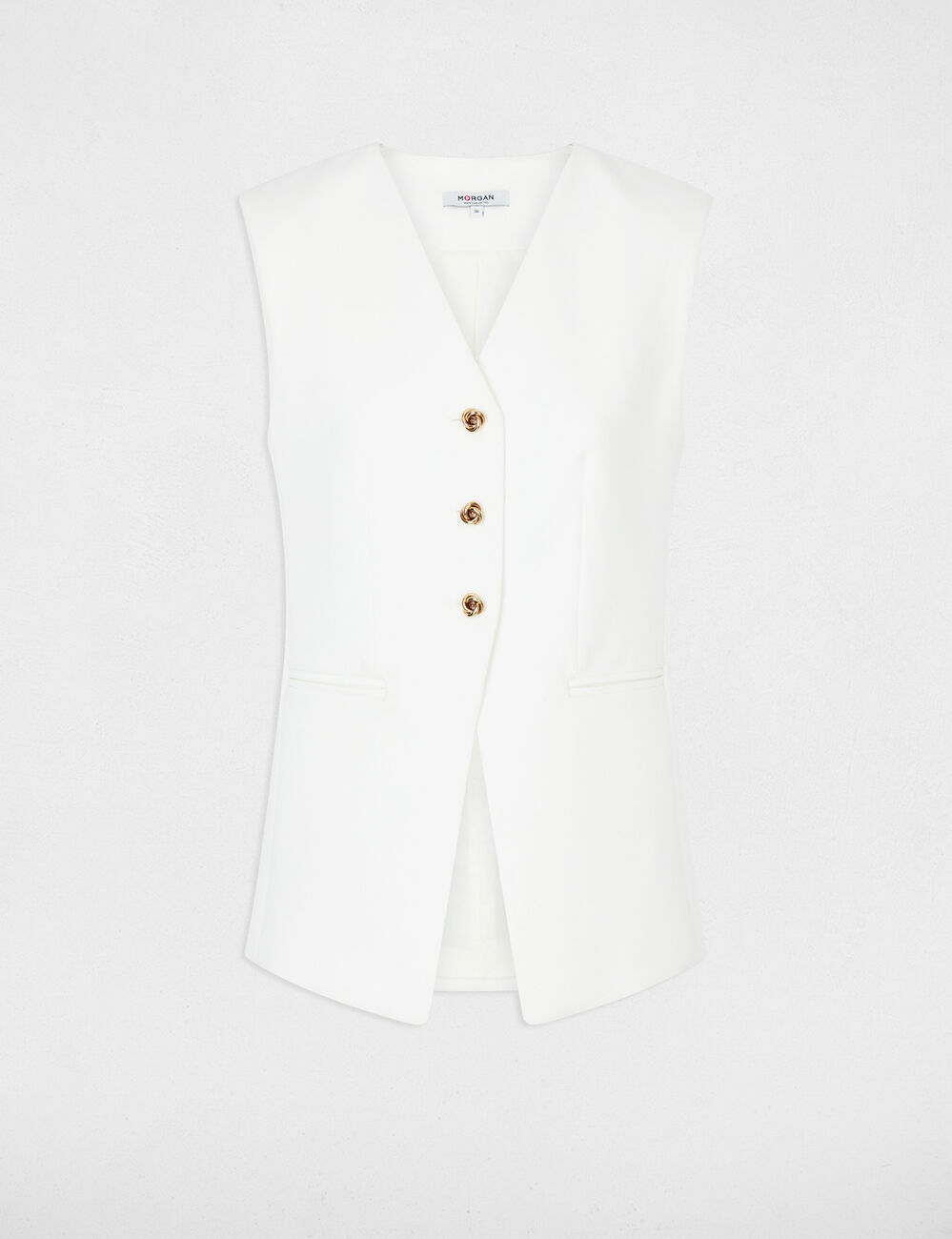 Veste sans manches ajust&eacute;e blanc femme