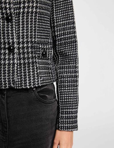 Veste tweed col rond multicolore femme