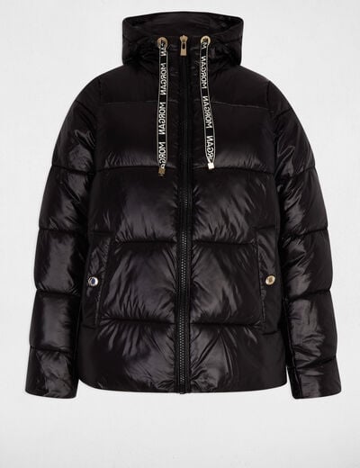 Doudoune courte brillante noir femme