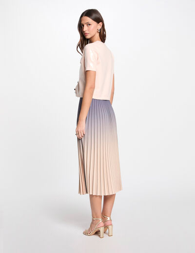 Vest met ronde hals en pailletten lichtroze vrouw