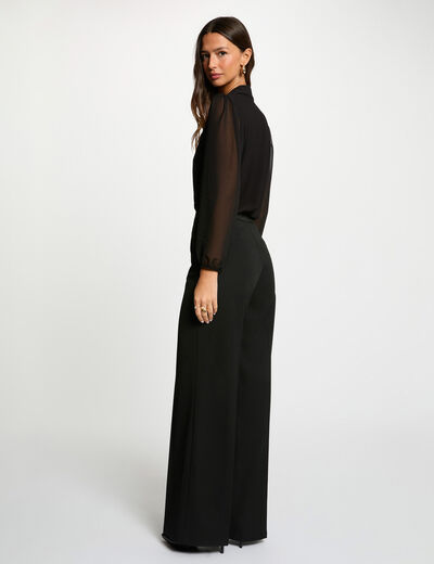 t shirt voile boutonne noir femme T-shirt voile boutonné noir femme