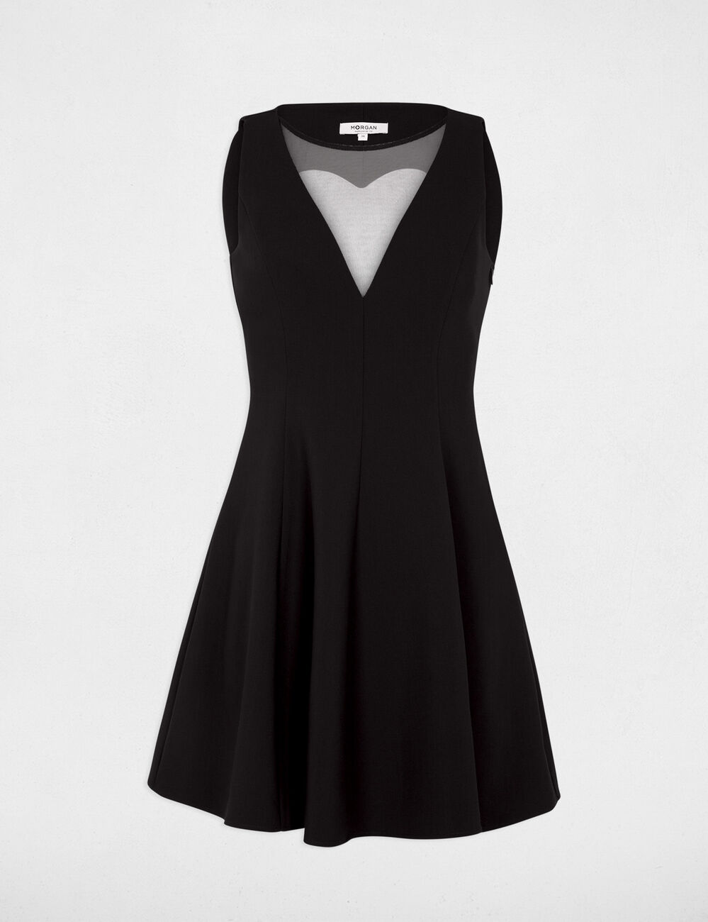 Robe courte col v noir femme