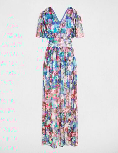 Robe longue fluide multicolore femme