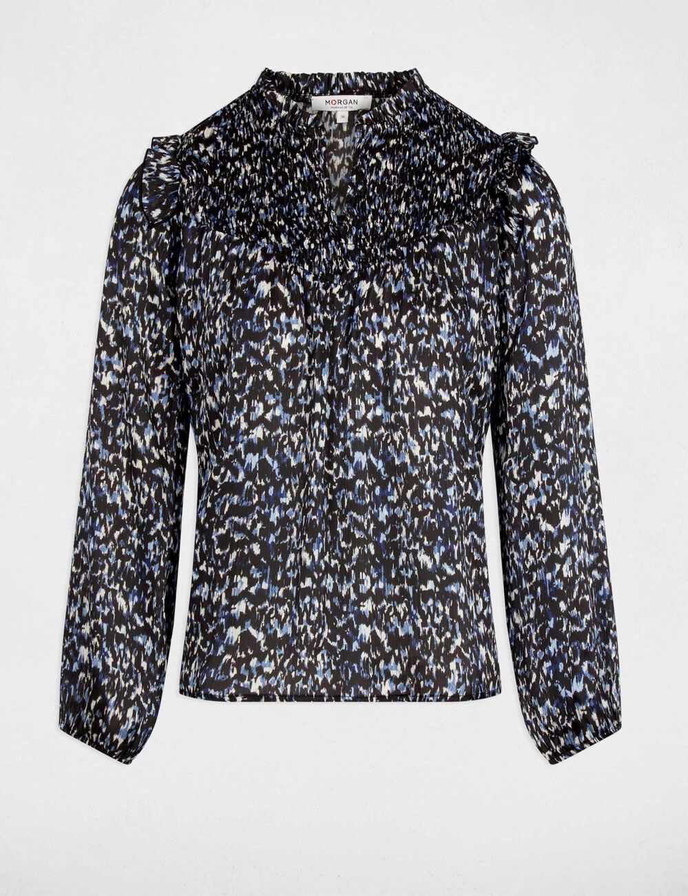 Blouse plissée col v multicolore femme