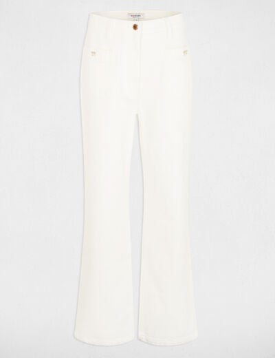 Wijde 7/8 jeans helder wit vrouw